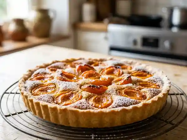 Tarte aux abricots fondante à la crème d'amandes - Photo de présentation