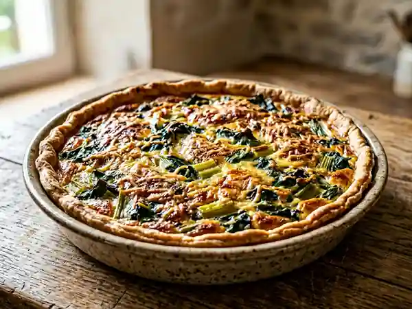Tarte aux blettes traditionnelle savoureuse - Photo de présentation