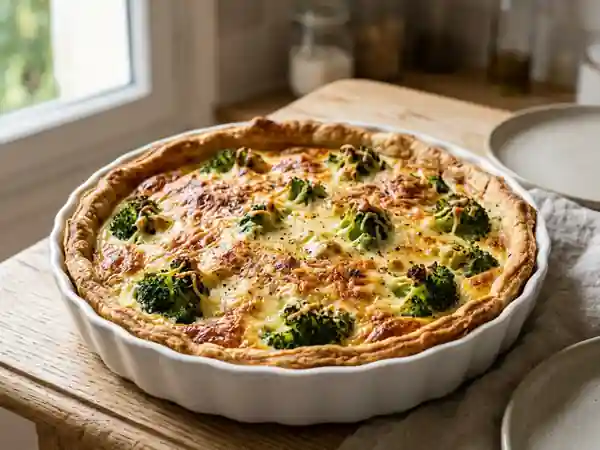 Tarte au brocoli fondante et fromage gratiné - Photo de présentation
