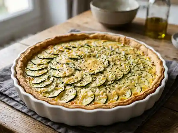 Tarte fondante aux courgettes et ail - Photo de présentation