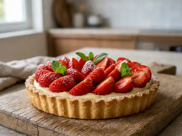 Tarte aux fraises fondante et sablée - Photo de présentation