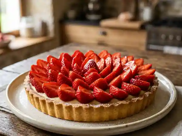 Tarte aux fraises fondante et croustillante - Photo de présentation