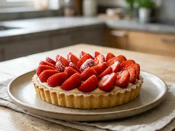 Tarte aux fraises fondante et croustillante - Photo de présentation