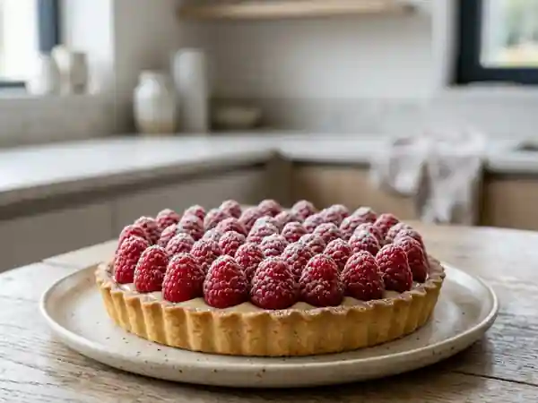 Tarte aux framboises croustillante et fondante - Photo de présentation
