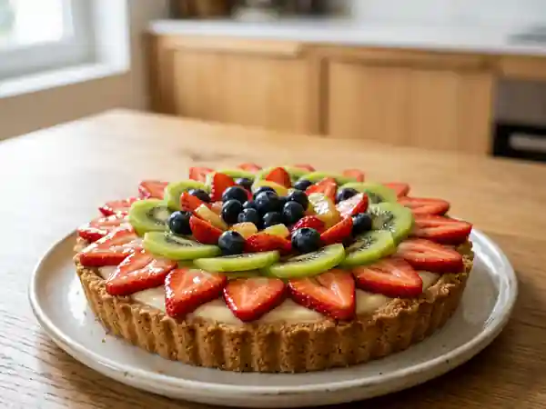 Tarte aux fruits gourmande sur pâte aux petits beurre maison - Photo de présentation