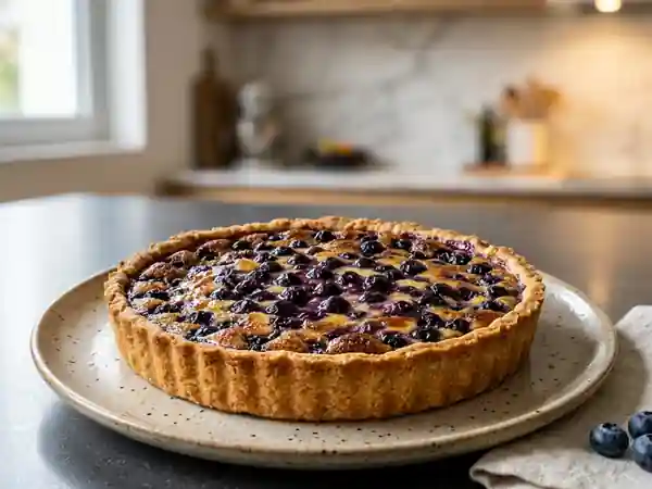 Tarte fondante aux myrtilles sauvages - Photo de présentation