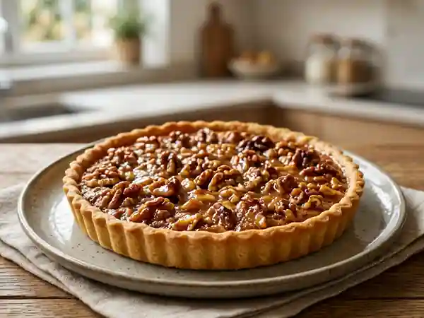 Tarte aux noix fondante et caramélisée - Photo de présentation