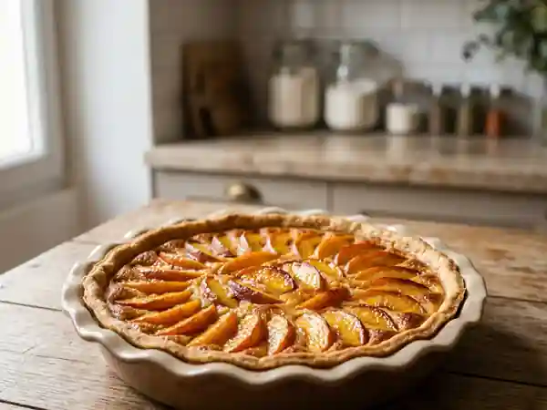 Tarte aux pêches fondante de Manon : recette gourmande et facile - Photo de présentation