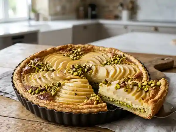 Tarte aux poires et pistaches gourmande - Photo de présentation