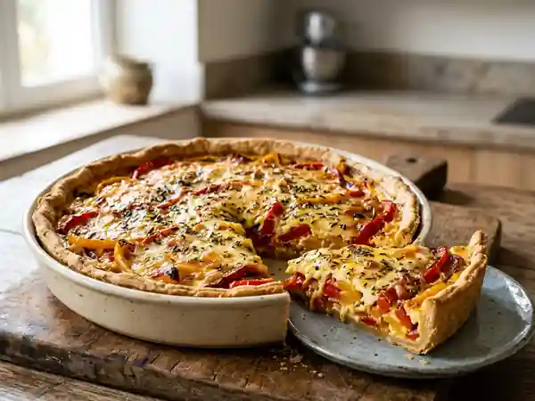 Tarte aux poivrons fondante et colorée - Photo de présentation