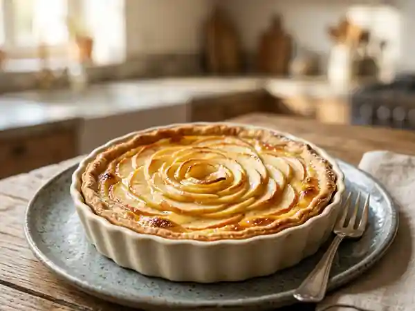 Tarte aux pommes crémeuse et vanillée - Photo de présentation
