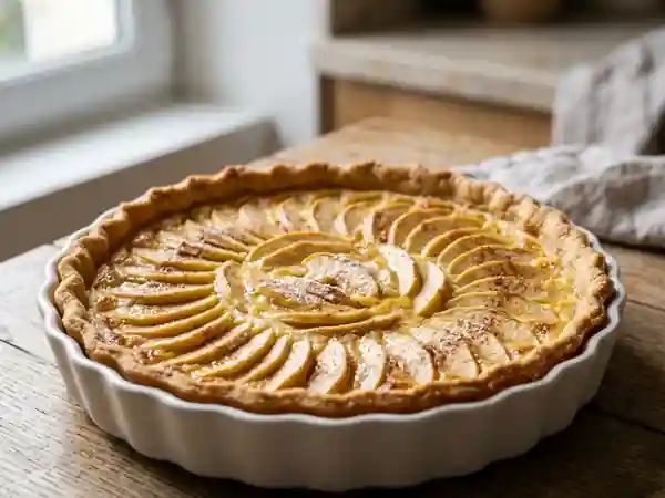 Tarte aux pommes crémeuse fondante et gourmande - Photo de présentation