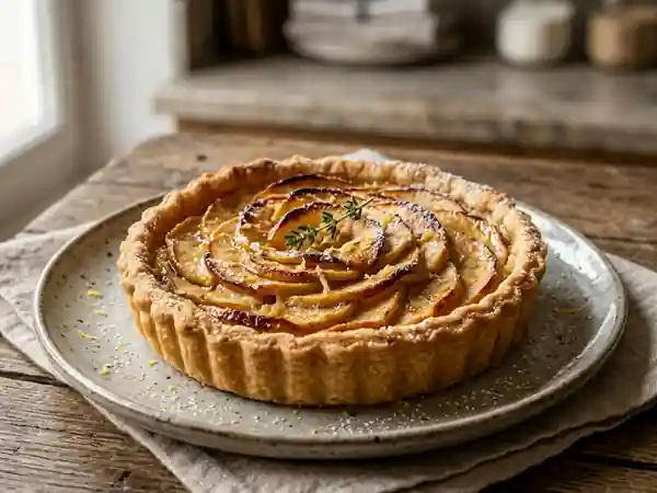 Tarte aux pommes fondante au gingembre frais - Photo de présentation