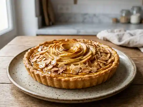 Tarte fondante aux pommes, miel et amandes - Photo de présentation