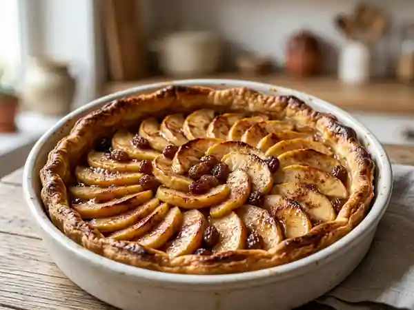 Tarte Croustillante Pommes, Raisins et Cannelle - Photo de présentation