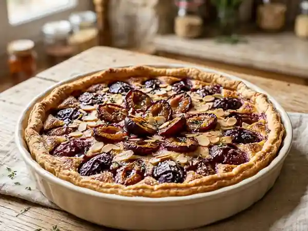 Tarte croustillante aux prunes et sirop de cassis - Photo de présentation