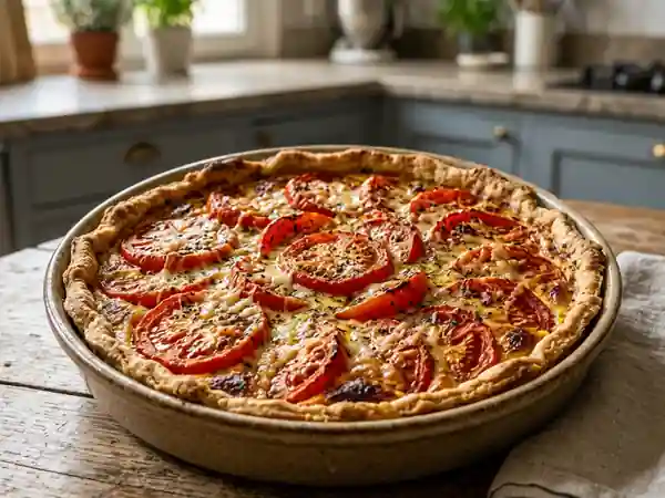 Tarte aux tomates fondante et gratinée - Photo de présentation