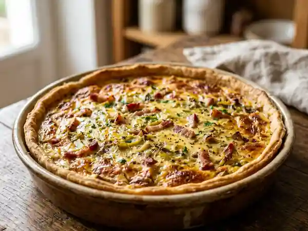 Tarte brisée aux poireaux fondants et lardons croustillants - Photo de présentation