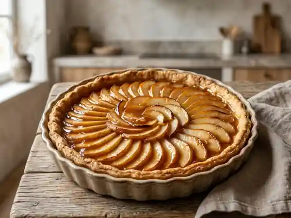 Tarte brisée aux poires caramélisées - Photo de présentation