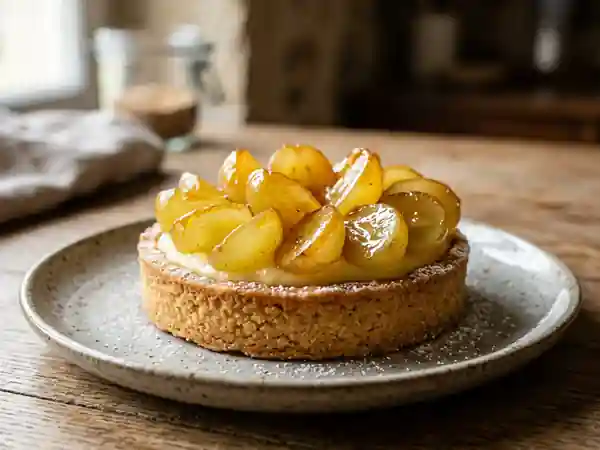 Tarte fondante aux raisins caramélisés - Photo de présentation