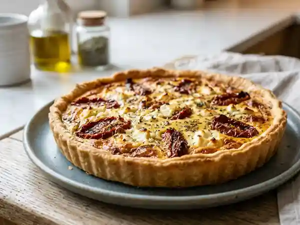 Tarte croustillante au chèvre et tomates confites - Photo de présentation