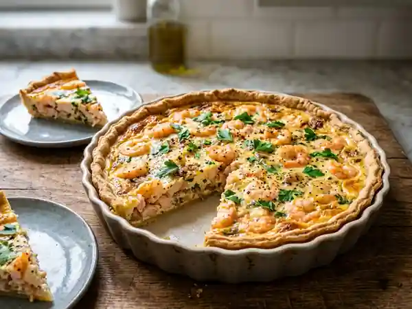 Tarte croustillante aux crevettes et persillade - Photo de présentation