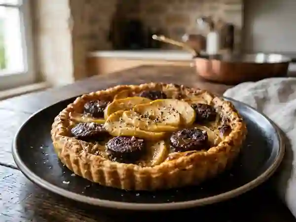 Tarte croustillante boudin noir et pommes fondantes - Photo de présentation