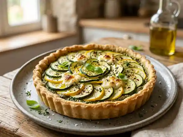 Tarte croustillante courgette, pesto et chèvre - Photo de présentation