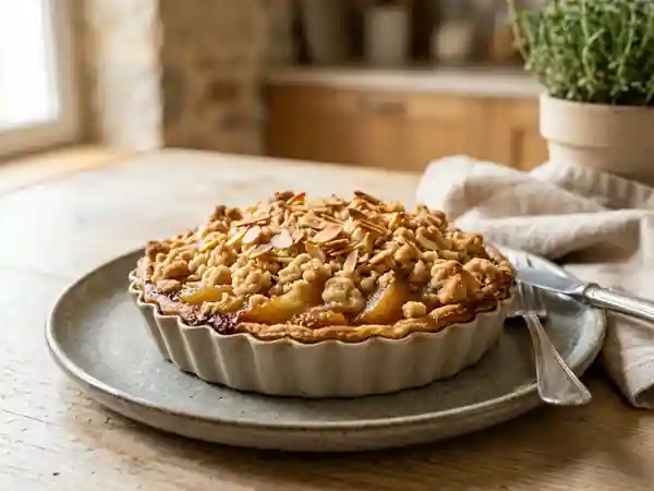 Tarte crumble aux poires et amandes : dessert gourmand et facile - Photo de présentation