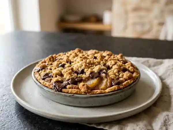 Crumble poires fondantes et pépites chocolatées - Photo de présentation