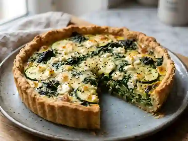 Tarte épinards-courgette au chèvre fondant - Photo de présentation