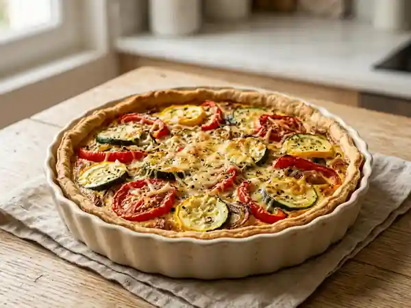 Tarte estivale aux légumes frais et herbes aromatiques - Photo de présentation