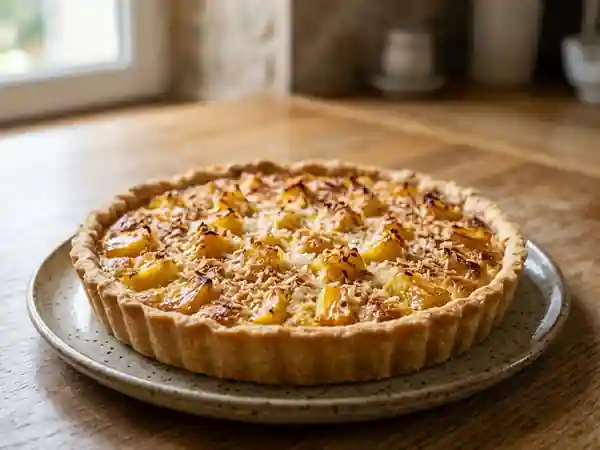 Tarte fondante Ananas et Coco grillée - Photo de présentation
