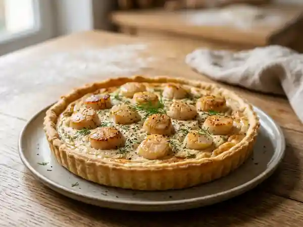 Tarte fondante au poisson et Saint-Jacques - Photo de présentation