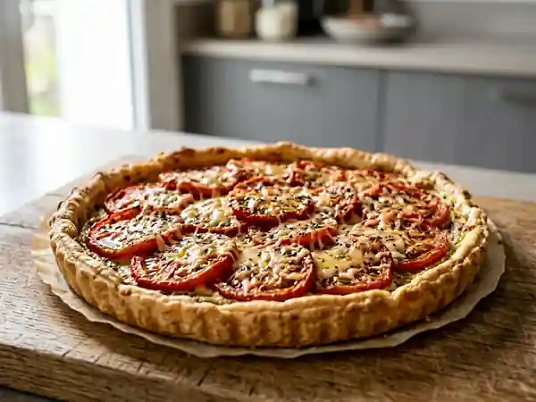 Tarte fine à la tomate et moutarde : recette savoureuse et facile - Photo de présentation