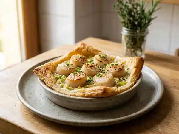 Tarte feuilletée aux Saint-Jacques et poireaux - Photo de présentation