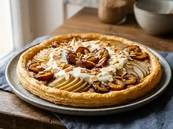 Croustillant poires-mirabelles aux amandes - Photo de présentation