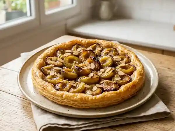 Tarte fine aux reines-claudes caramélisées - Photo de présentation