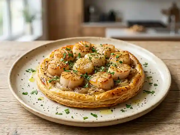 Tarte fine de Saint-Jacques croustillante - Photo de présentation