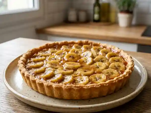 Tarte fondante à la banane et caramel maison - Photo de présentation