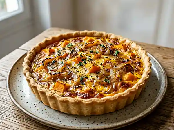 Tarte fondante à la courge potimarron et oignons caramélisés - Photo de présentation
