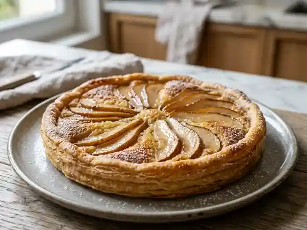 Tarte fondante à la frangipane et aux poires caramélisées - Photo de présentation