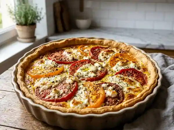 Tarte fondante à la tomate et au chèvre frais - Photo de présentation