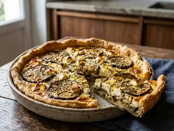 Tarte fondante à l'aubergine et feta, recette facile et savoureuse - Photo de présentation