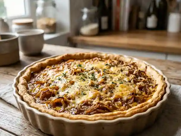 Tarte aux oignons caramélisés et fondants - Photo de présentation