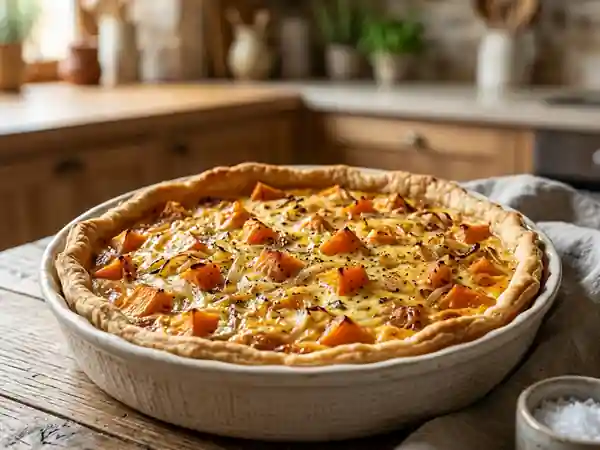 Tarte fondante au potiron et oignons caramélisés - Photo de présentation
