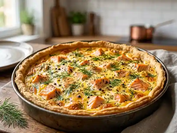 Tarte fondante au saumon et aneth frais - Photo de présentation