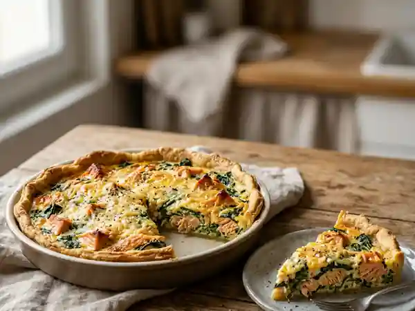 Tarte fondante au saumon frais et épinards - Photo de présentation