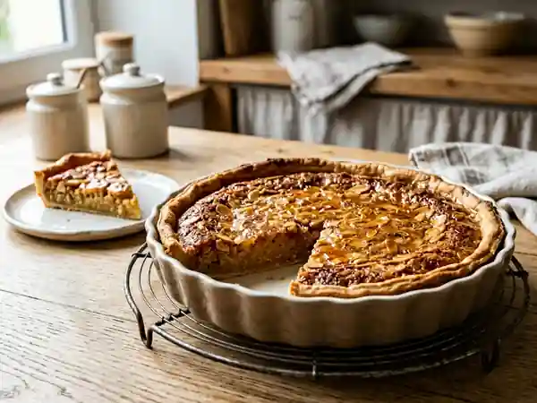 Tarte fondante aux amandes et miel doré - Photo de présentation
