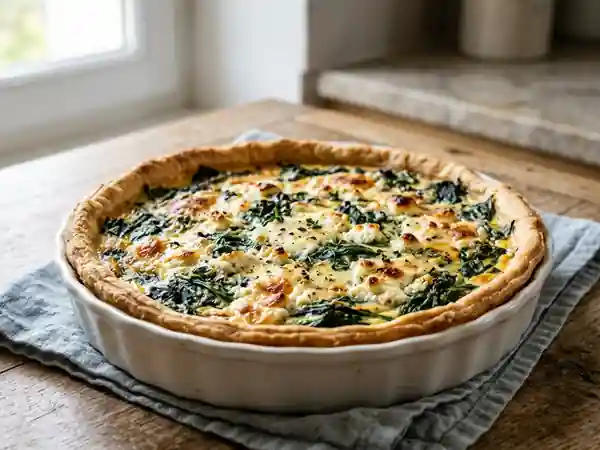 Tarte fondante aux épinards frais et chèvre crémeux - Photo de présentation